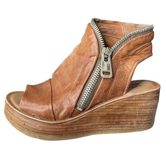 A.S. 98 Women’s Naylor Brown Leather Side Zip Platform Sandal Size 38 US 7.5/8 - Picture 3 of 13